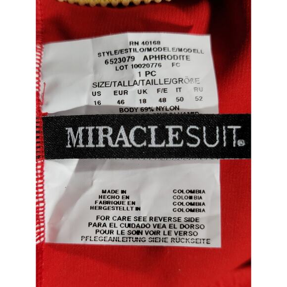 Miraclesuit Aphrodite Cayenne Red One Piece Swimsuit Women's Plus Size 16 NWT - Picture 7 of 9
